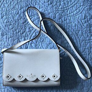 White kate spade Rectangle Purse with Scalloped Edge
